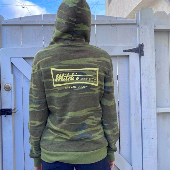 Alternative Earth Camo Mitch’s Surf Shop Solana Beach Zip Up Hooded Sweatshirt - Picture 6 of 17